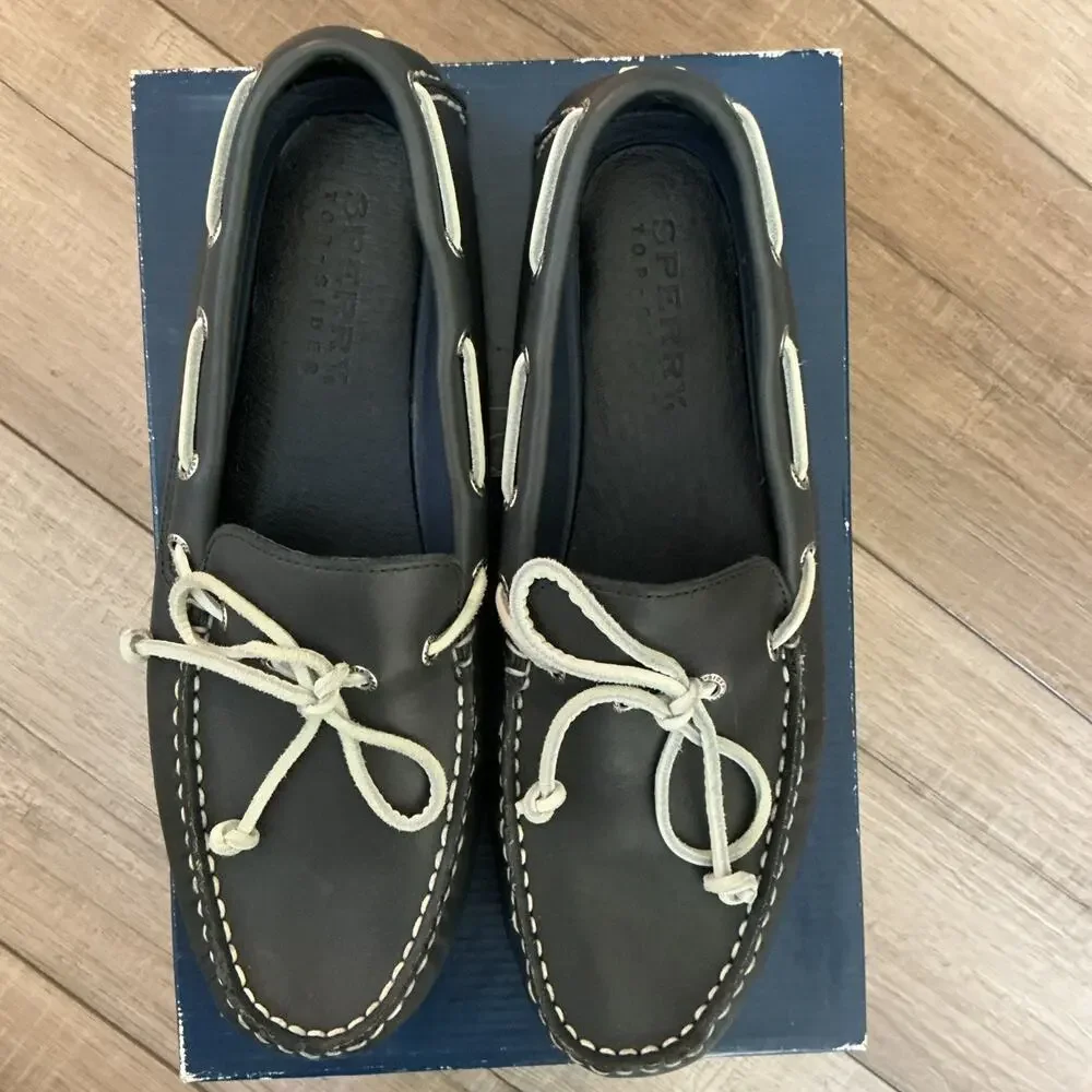 Sperry Top-Sider Men’s Size 11.5 Black Suede Boat Shoes STS10623